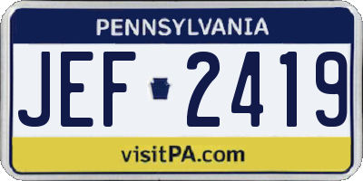 PA license plate JEF2419