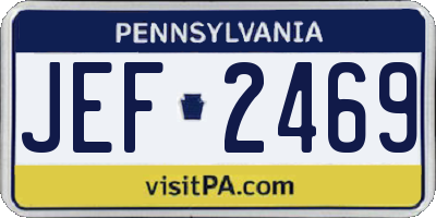 PA license plate JEF2469