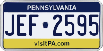 PA license plate JEF2595