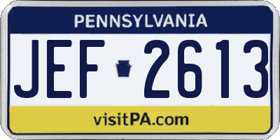 PA license plate JEF2613
