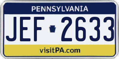 PA license plate JEF2633