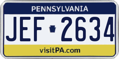 PA license plate JEF2634