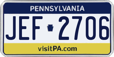 PA license plate JEF2706