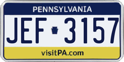 PA license plate JEF3157