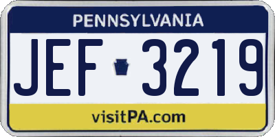 PA license plate JEF3219