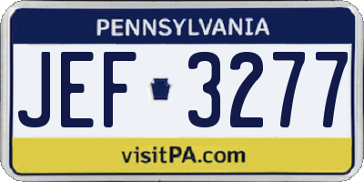 PA license plate JEF3277