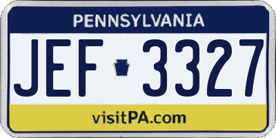 PA license plate JEF3327