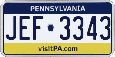 PA license plate JEF3343
