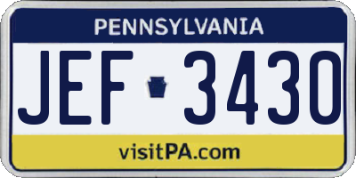 PA license plate JEF3430