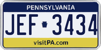 PA license plate JEF3434