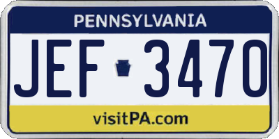 PA license plate JEF3470