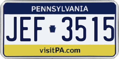 PA license plate JEF3515