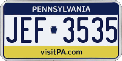 PA license plate JEF3535