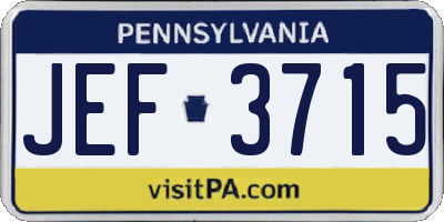 PA license plate JEF3715