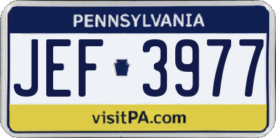 PA license plate JEF3977