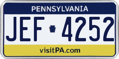 PA license plate JEF4252