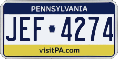 PA license plate JEF4274
