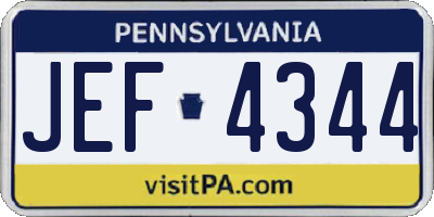 PA license plate JEF4344