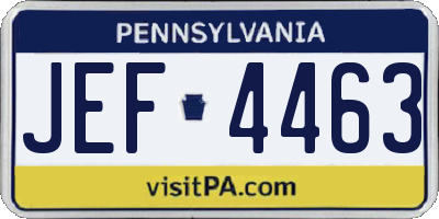 PA license plate JEF4463