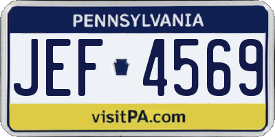 PA license plate JEF4569