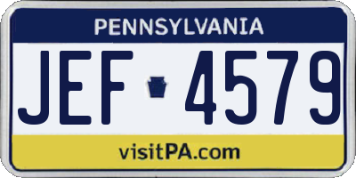 PA license plate JEF4579