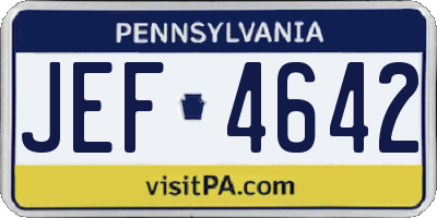 PA license plate JEF4642