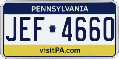 PA license plate JEF4660