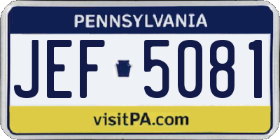 PA license plate JEF5081