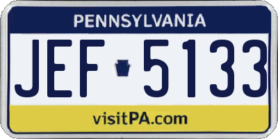 PA license plate JEF5133