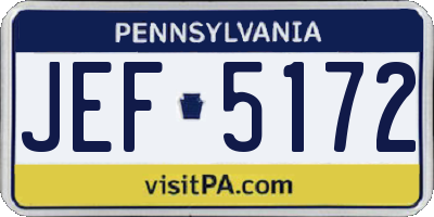 PA license plate JEF5172