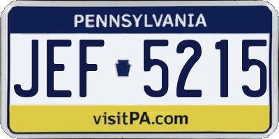 PA license plate JEF5215