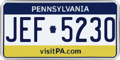 PA license plate JEF5230