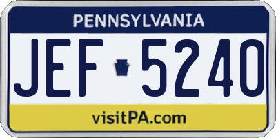 PA license plate JEF5240