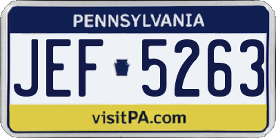 PA license plate JEF5263