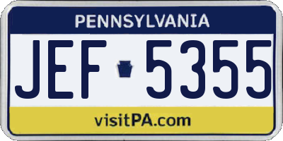 PA license plate JEF5355