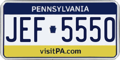 PA license plate JEF5550