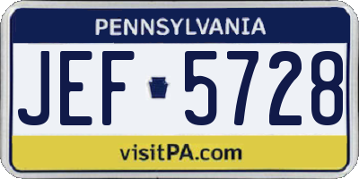 PA license plate JEF5728