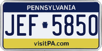 PA license plate JEF5850