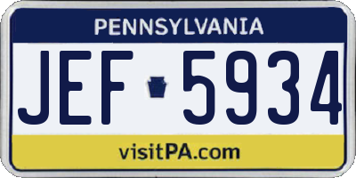 PA license plate JEF5934