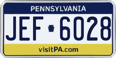PA license plate JEF6028