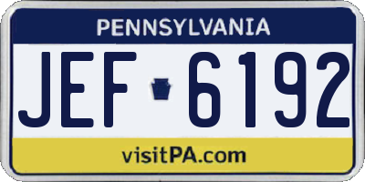 PA license plate JEF6192