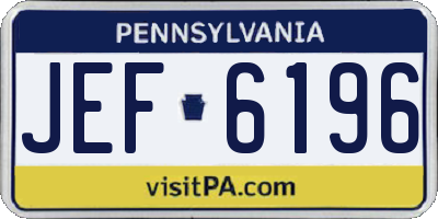 PA license plate JEF6196