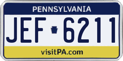 PA license plate JEF6211