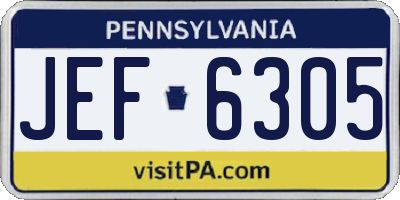 PA license plate JEF6305