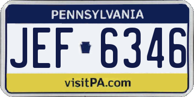 PA license plate JEF6346