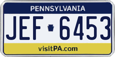 PA license plate JEF6453