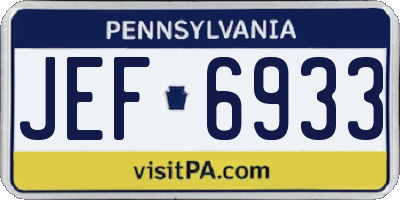 PA license plate JEF6933