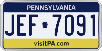 PA license plate JEF7091