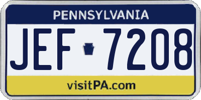 PA license plate JEF7208