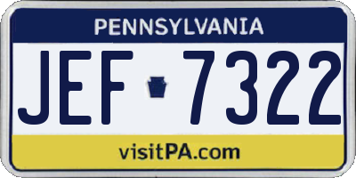 PA license plate JEF7322